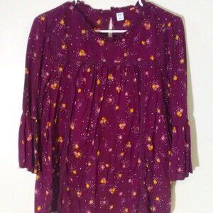 Old Navy swing stevi blouse burgundy floral - size Small
